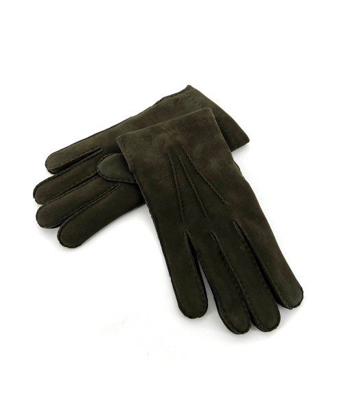 Gants en Cuir Nubuck Vert Foncé Doublé Laine votre