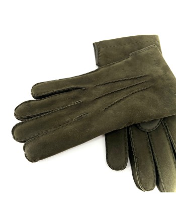 Gants en Cuir Nubuck Vert Foncé Doublé Laine votre