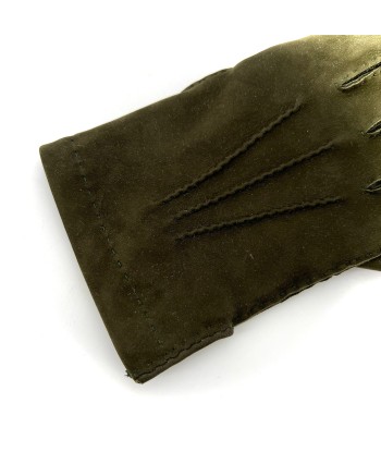 Gants en Cuir Nubuck Vert Foncé Doublé Laine votre