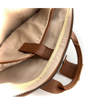 Astucieux Cartable Sac à Dos en Cuir Camel shop