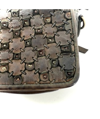 Sac Bandoulière Patchwork de Cuir Kaki prix