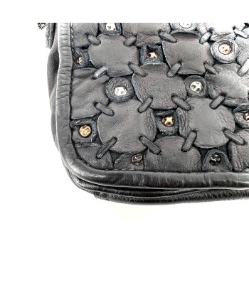 Sac Bandoulière Patchwork de Cuir Noir Paris Déstockage Promo