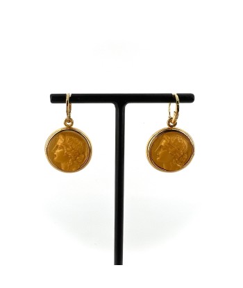 Boucles d'Oreilles Réversibles en Plaqué Or et Résine Gold / Noir Motif Statue Grecque les ligaments