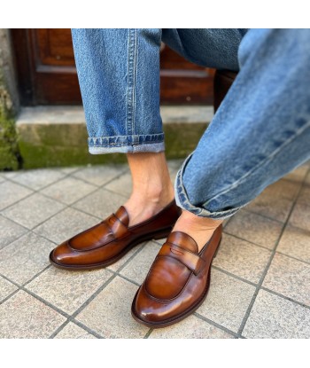 Mocassin en cuir Cognac les ligaments