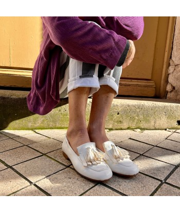 Mocassin Ultra-Souple en Cuir Blanc pas chere