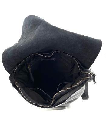 Sac à Dos en Cuir Lavé Noir soldes