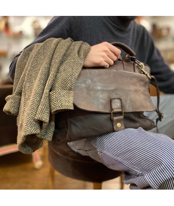 Cartable en Cuir Bi-Matière Marron Foncé vente chaude votre 