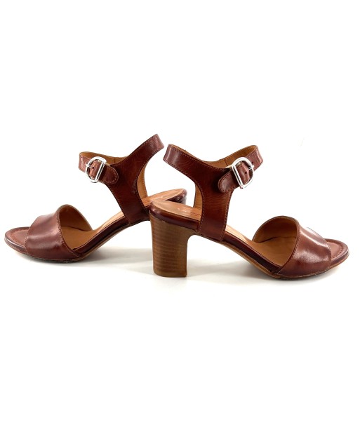 Sandale Talon Trotteur en Cuir Cognac Veiné Comment ça marche