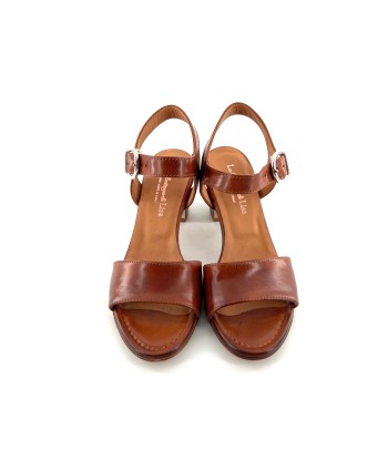 Sandale Talon Trotteur en Cuir Cognac Veiné Comment ça marche