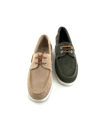 Chaussure Lacets SHORE BOAT en Daim Aloe en linge