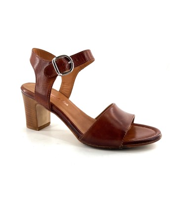 Sandale Talon Trotteur en Cuir Cognac Veiné Comment ça marche