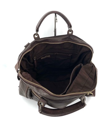 Cartable en Cuir Bi-Matière Marron Foncé vente chaude votre 