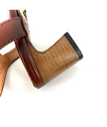 Sandale Petit Talon Trotteur en Cuir Cognac Veiné Toutes les collections ici