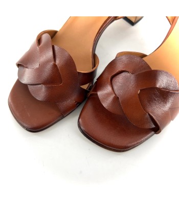 Sandale Petit Talon Trotteur en Cuir Cognac Veiné Toutes les collections ici