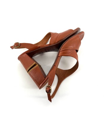 Sandale Talon Trotteur en Cuir Ultra-Souple Camel ouvre sa boutique