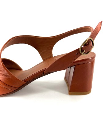 Sandale Talon Trotteur en Cuir Ultra-Souple Camel ouvre sa boutique