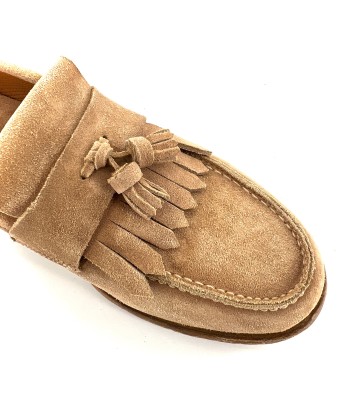 Mocassin Frange et Pompons en Daim Beige des créatures d'habitude