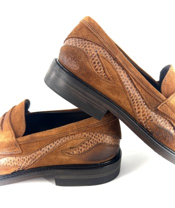 Mocassin en Daim et Cuir Imprimé Python Camel Les êtres humains sont 