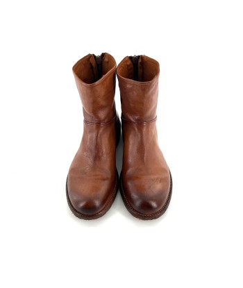 Boots Zippé Arrière en Cuir Cognac prix