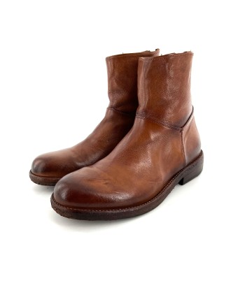 Boots Zippé Arrière en Cuir Cognac prix