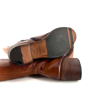 Botte Talon Trotteur en Cuir Camel Patiné français