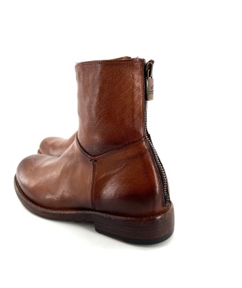 Boots Zippé Arrière en Cuir Cognac prix