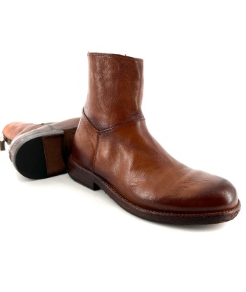 Boots Zippé Arrière en Cuir Cognac prix