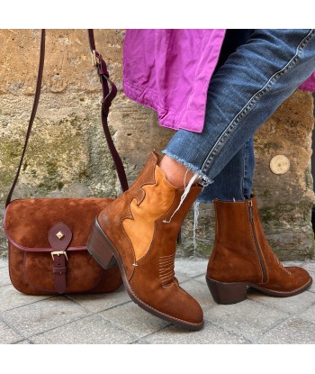 Tiag en Daim et Cuir Stretch Cognac Venez acheter