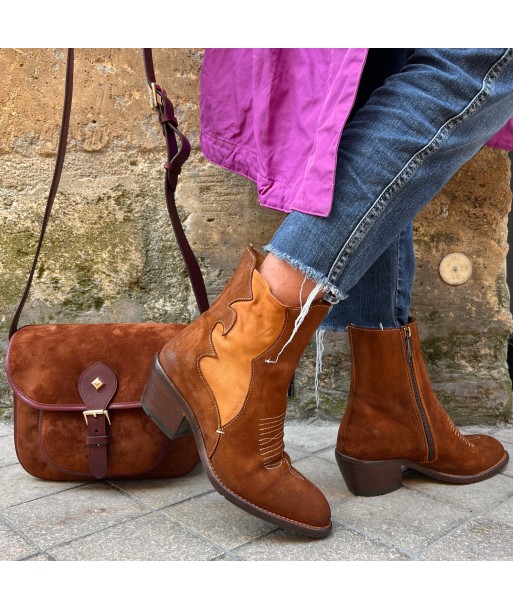 Tiag en Daim et Cuir Stretch Cognac Venez acheter