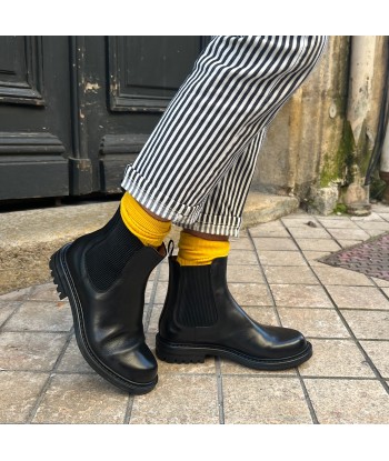 Chelsea Boots Semelle Crantée en Cuir Noir Découvrez la collection