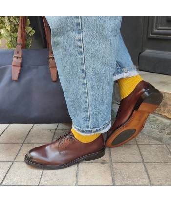 Derby en Cuir Cognac Foncé Veiné shop