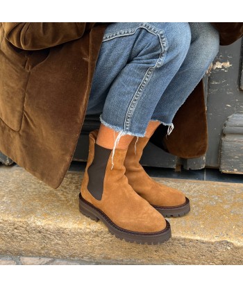 Boots Semelle Cranté JOELY en Daim Camel soldes