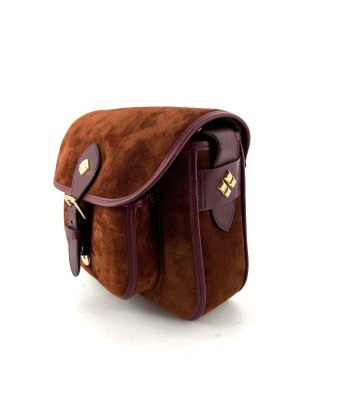 Sac LE NEW FLAV en Velours Chocolat et Cuir Bordeaux le concept de la Pate a emporter 