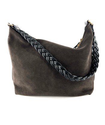 Sac LE FRED en Velours Ebony et Cuir Noir basket pas cher