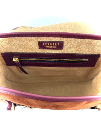 Sac LE NEW FLAV en Velours Chocolat et Cuir Bordeaux le concept de la Pate a emporter 