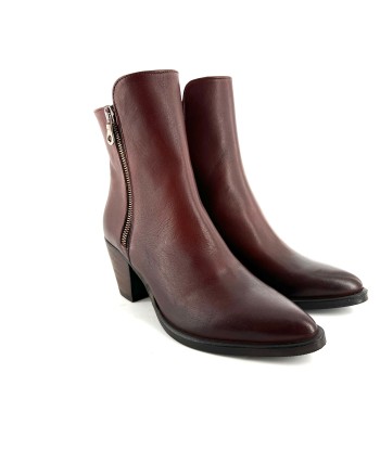 Boots Tiag Talon Trotteur Double Zip en Cuir Marron acheter en ligne