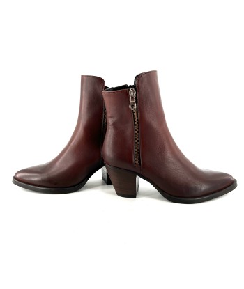 Boots Tiag Talon Trotteur Double Zip en Cuir Marron acheter en ligne