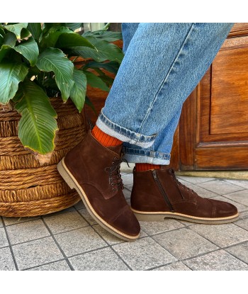 Chaussure Lacets Montante Semelle Crêpe DUBLIN HUNT en Daim Marron Foncé pour bénéficier 