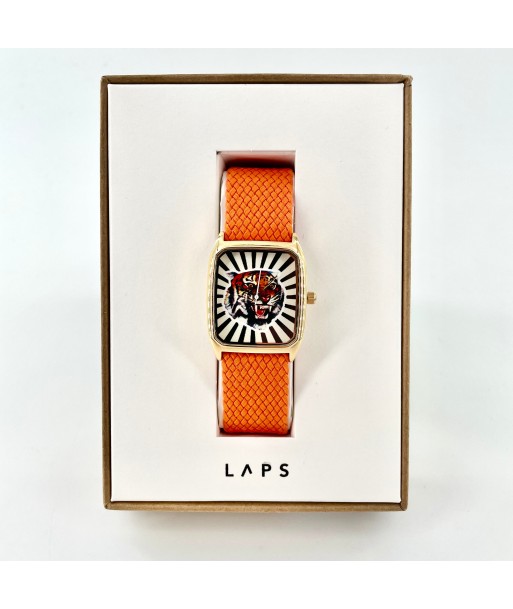 Montre BENGALLE Noir Bracelet Perlon Orange pas cher 