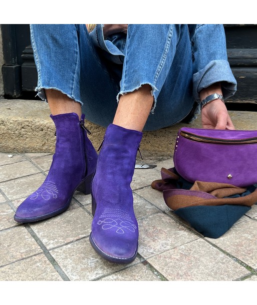 Boots Tiag Talon Trotteur en Cuir en Croûte Violet JUSQU'A -70%! 