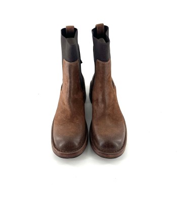 Boots Élastiqué Petit Talon Trotteur en Croûte Taupe de votre