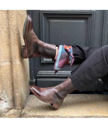 Chelsea Boots en Cuir Marron Foncé Pour