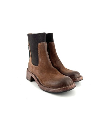 Boots Élastiqué Petit Talon Trotteur en Croûte Taupe de votre