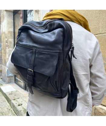 Sac à Dos en Cuir Lavé Noir sur le site 