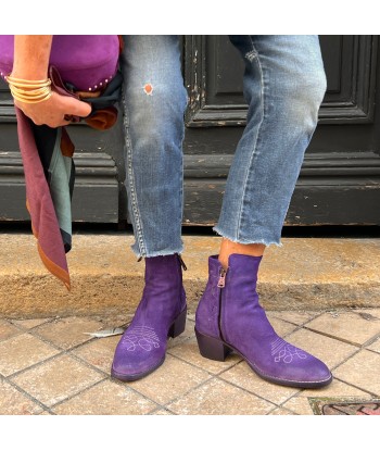 Boots Tiag Talon Trotteur en Cuir en Croûte Violet JUSQU'A -70%! 