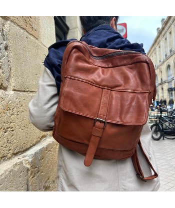 Sac à Dos en Cuir Lavé Camel à prix réduit toute l'année