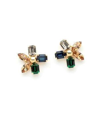 Boucles d'Oreilles STELLA L en Cristal Bleu et Vert de France