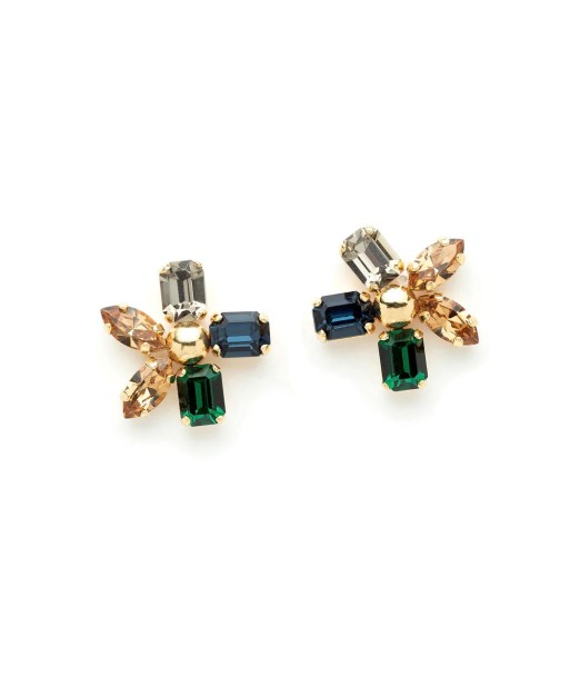 Boucles d'Oreilles STELLA L en Cristal Bleu et Vert de France