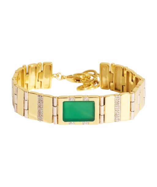 Bracelet BIANCA en Plaqué Or et Onyx Vert l'achat 