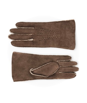 Gants en Mouton Retourné Marron Foncé pas cher